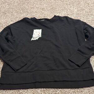 Black Crewneck Sweatshirt with “Howdy” Indiana Patchwork